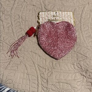 T.J.Maxx Pink Beaded Heart Clutch